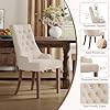 COLAMY Dining Chairs Set of 2 with Tufted Button, Upholstered Dining Room Chair with Wood Legs, Wingback Kitchen Chairs for Dining Room/Restaurant/Cafe, Beige #4