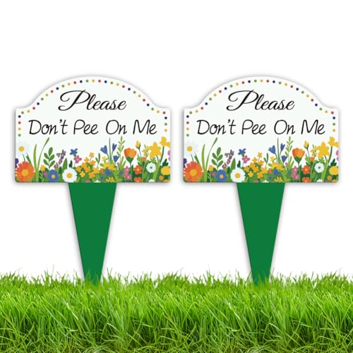 WEBEEDY 2 Pack No Peeing Dog Sign Outdoor Yard Signs with Stakes 9.8x13.8 Inch Double Sided Please Dont Pee On Me Yard Sign Rustproof Please Curb Your Dog Stake for Lawn Yard Grass Garden