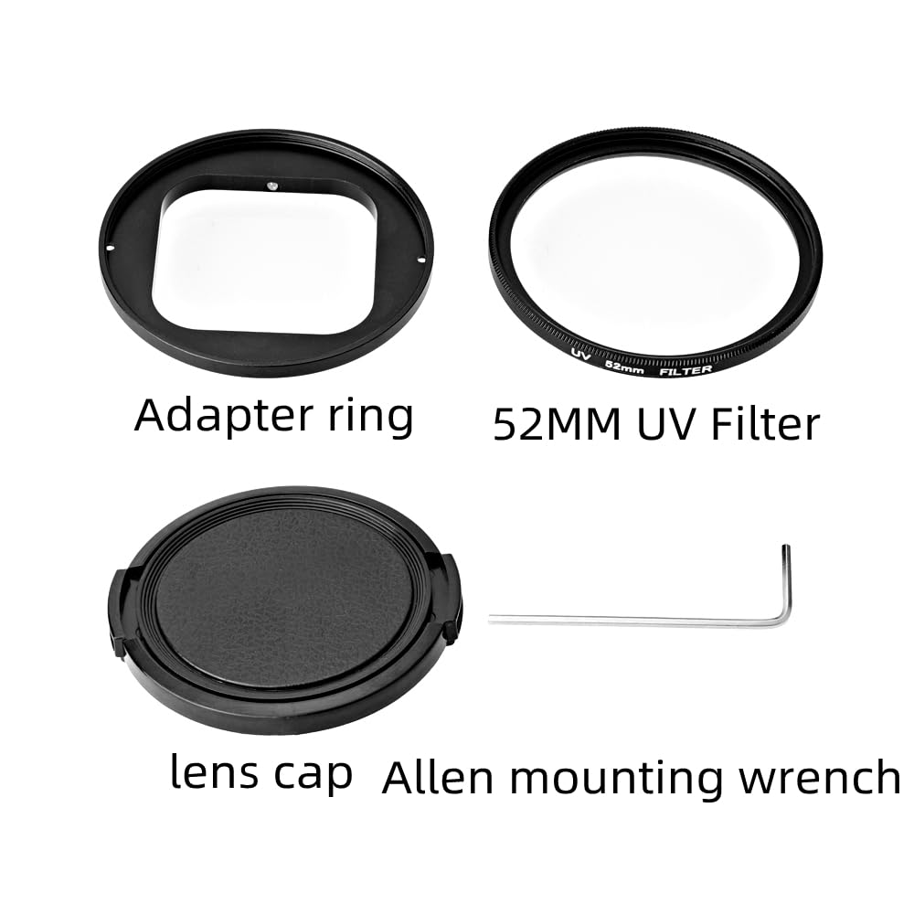 for Insta360 Ace Pro Camera 52mm UV Lens Filter and Adapter Ring with Lens Cap Protection Cover, Aluminum Alloy Lens Frame Filters Holder Accessories
