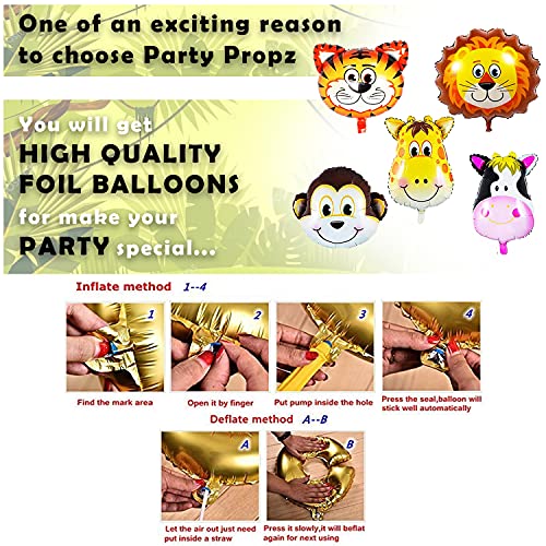 Image of Party Propz 2Nd Birthday Decorations - 62 Pcs, Jungle Theme Birthday Decoration|2Nd Birthday Decoration For Boys, Girls|Animal, Jungle Theme Party Decoration|Jungle Safari Theme|Animal Balloons