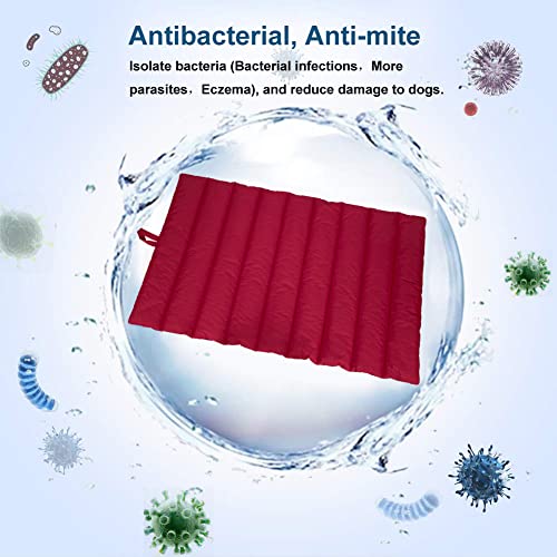 XIAPIA wasserdichte Hundematte für Outdoor, Waschbares Hundebett, Antistatik, Hygienisch, Faltbar, Große Reisedecke für Haustier 110x68 cm (Rot/Grau)