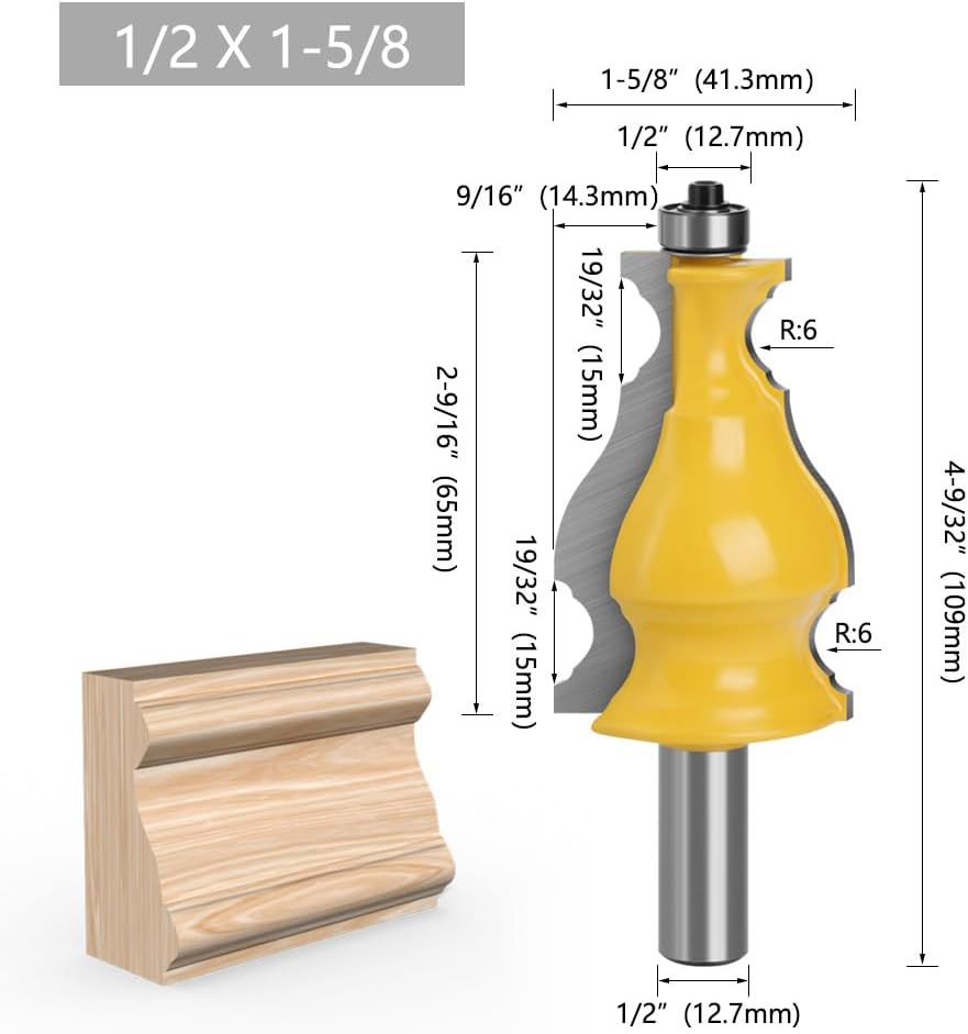 1/2" Shank Medium Elegant Picture Frame Molding Router Bit