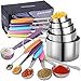 Produktbild HAUSPROFI Edelstahl Messbecher und Löffel mit Meßlineal, 5 Measuring Cups 5 Messlöffel 1 Messlineal (Richtmaschine) 1 scop mit Clip, mit Silikon Griff für Küche Kochen Backen, 12er-Set