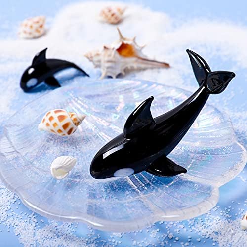 Miniatura 6 de Figuras de ballenas de cristal coleccionables sopladas a mano, escultura de delfines de cristal, pisapapeles de animales marinos para regalos,