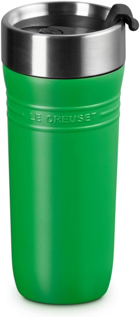 ル・クルーゼ(Le Creuset) トラベル タンブラー マグ 水筒 ボトル 350ml バンブーグリーン ステンレス 真空断熱 保温 保冷 広口 洗いやすい お手入れ簡単 On the Go 持ち運び 便利