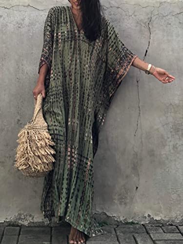 Image of Kaftan Dresses for Women Plus Size Summer Beach Dress with Print and Swim Cover Ups