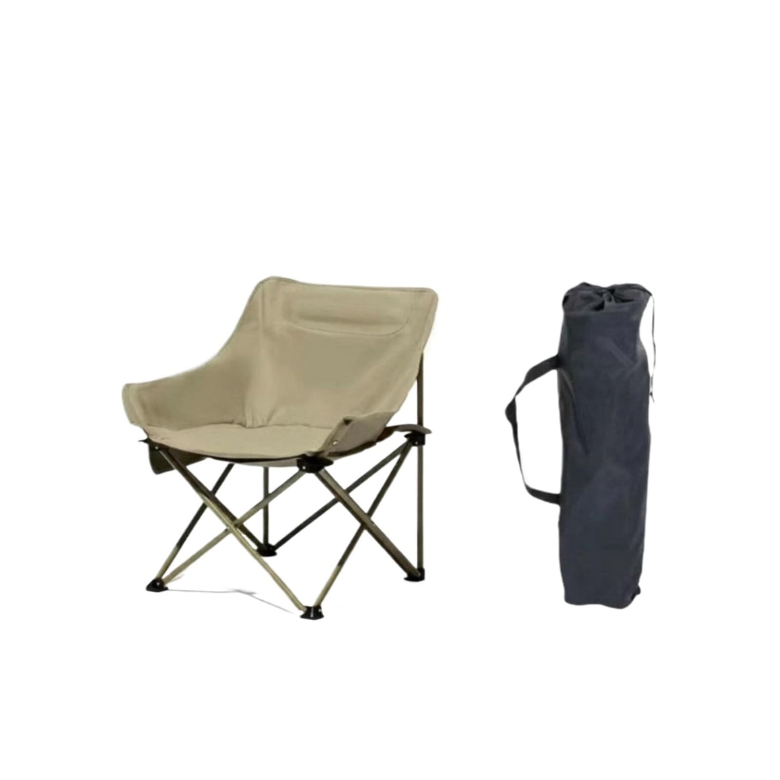 Chaise longue rembourrée pliable portable pour extérieur et camping kaki