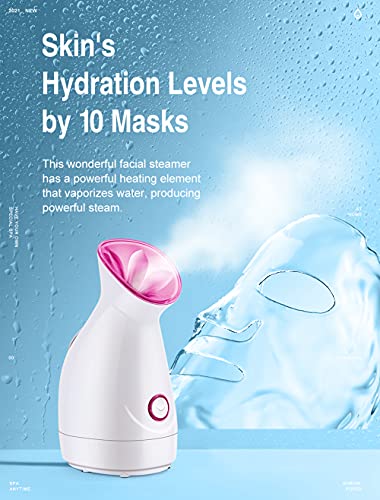 Facial Steamer Nano Ionic Hot Mist Face Steamer Home Sauna SPA Face Humidifier Atomizer for Women Men Moisturizing Unclogs Pores Spa Quality