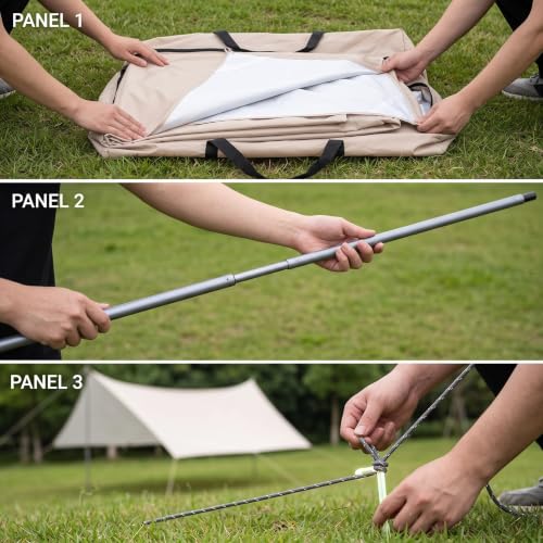 Toldo de camping hexagonal para evitar el calor solar con refugio rápido de gran capacidad 7