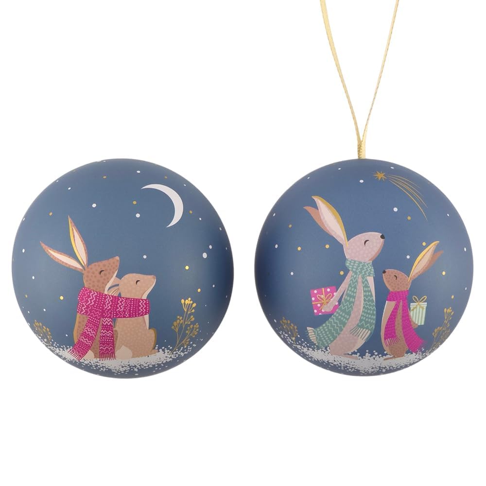 That's Crackers Hare Gift Time | Fillable Tinware Christmas Bauble | Sara Miller| 7cm Wide