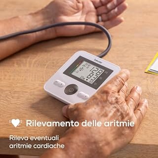 Beurer BM 27 Misuratore di pressione da braccio con controllo posizione bracciale, clinicamente validato, bracciale 22-42 cm, indicatore rischio, rilevamento aritmie, trasferimento dati Apple Health