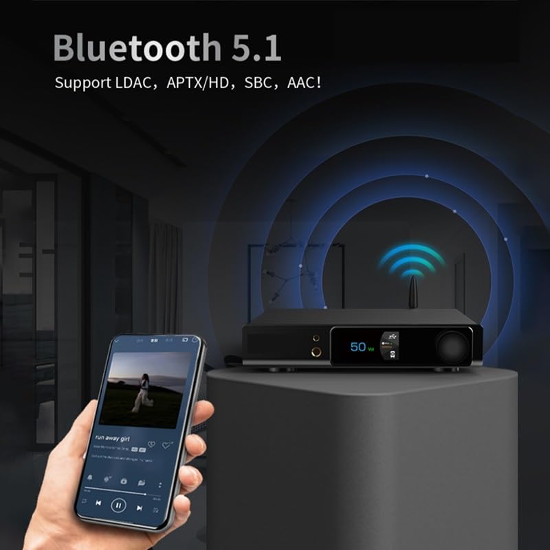Combo de amplificador DAC, amplificador de potencia estéreo de alta fidelidad de 165W×2 (4Ω) for cine en casa