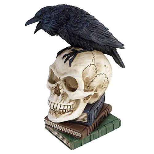 Alchemy Gothic Crâne En Résine Avec Corbeau Style Shakespeare 20cm