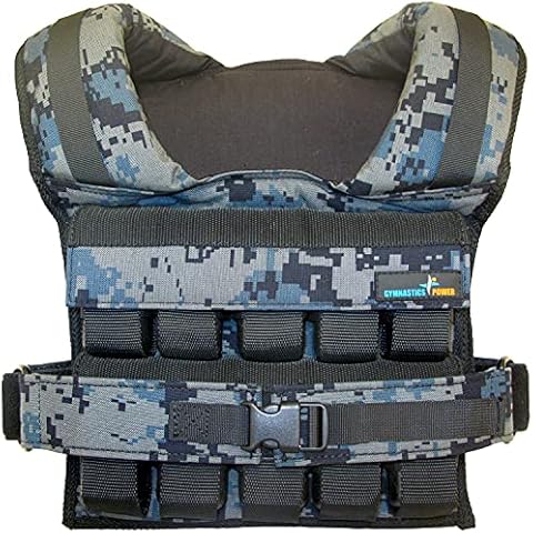 Gymnastics Power - Weighted Vest 45lb Removable Iron Weights for men and women workout For Calisthenics And Fitness Sport Training (black) (Camo) Cover