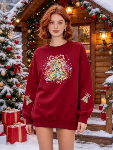 UNIQUEONE Christmas Sweatshirt for Women Oversized Snowman Shirts - image 3