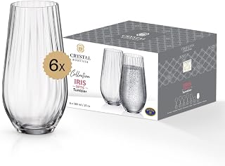 Crystal Bohemia Universalgläser - 6er Set, je 580 ml, spülmaschinenfest, langlebig, kratzfest & handgefertigt - Stilvolle Trinkgläser aus Kristallglas - Für Wasser, Saft, Softdrinks & mehr