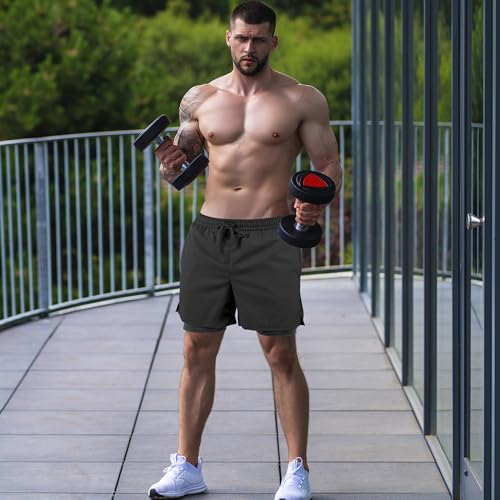 Tyzrdnac Short masculino 2 em 1 atlético de secagem rápida, leve para corrida, absorção de suor, aca