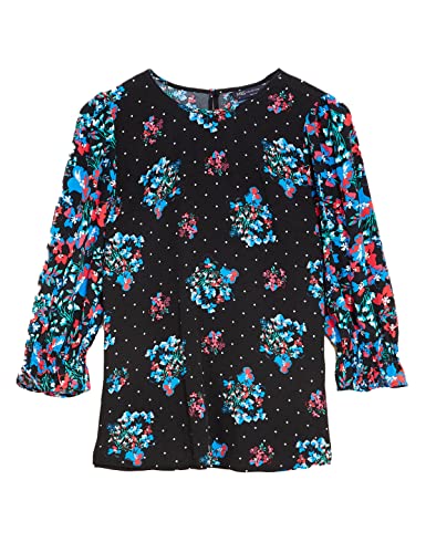 Image of Marks & Spencer Womens Floral Viscose Round Neck Regular Fit Long Sleeve Top