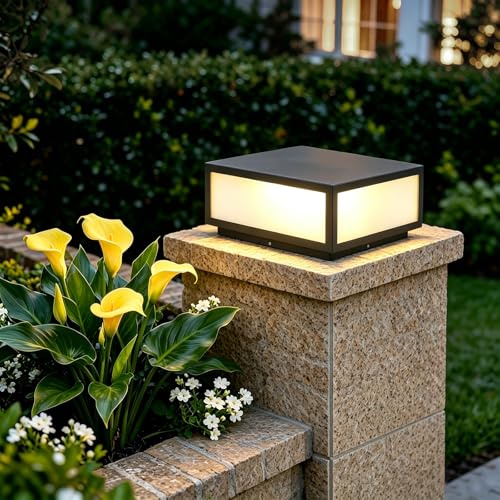 Lampe de poteau extérieure 30cm luminaire carré pour pilier