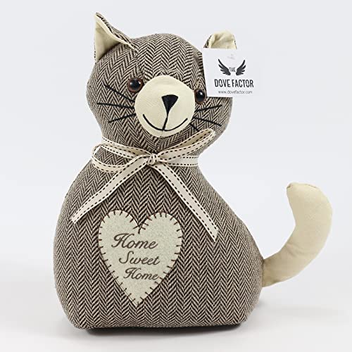 Tilly The Cat Soft Weighted Fabric Door Stop, Cream