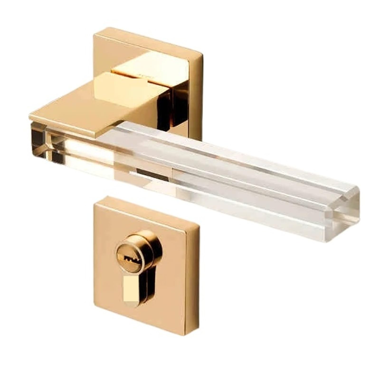 Cerradura de puerta habitación con manija cristal mudo, cerradura interior moda, herrajes for muebles, entrada llave(7286-225W-N)