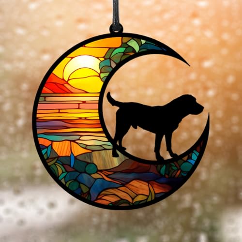 DEARMAMY Dog Memorial Plaque Hanging Ornament Dog on Moon Acrylic Pet Commemorative Sign Home Wall Window Decoration for Loss Tribute - Image 4