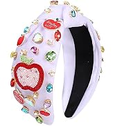 NVENF Teacher Knotted Headband for Women - Cute Pencil Printed Top Knot Headband with Rhinestone ...