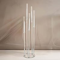 Vista 11 de Efavormart - Candelabro de acrílico transparente con 9 brazos, soporte para velas con base cuadrada, 4 pies de alto