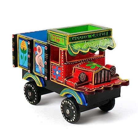 MANGDAI24 Handmade Hand Painted Wooden Pull Along Toy- (Truck) (B0C7P8VJW2) Amazon Price History, Amazon Price Tracker