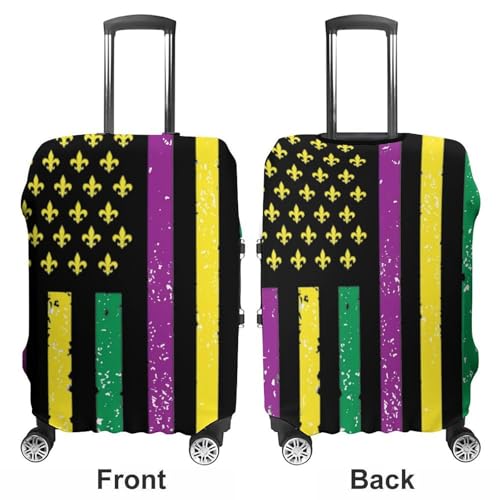 Mardi And Gras American Flag Travel Luggage Cover for Suitcase 19-32 Inches Elastic Washable Baggage Protector3