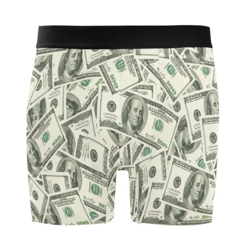 JHKKU Men's Boxer Briefs Money Hundred Dollar Bill Underwear, L