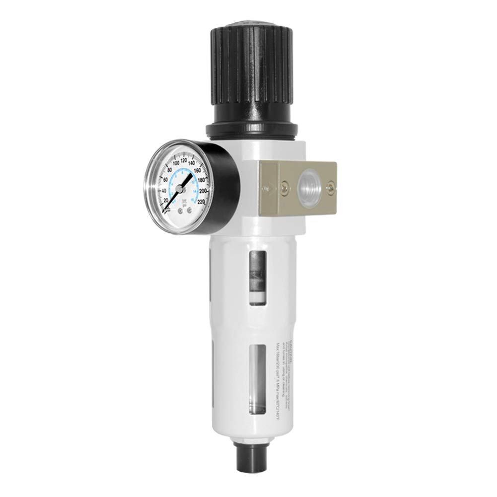 Beduan Filtro regulador de presión de aire comprimido de 1/2 pulgada NPT, separador de trampas de agua/aceite, filtro compresor de herramientas (MIDI)