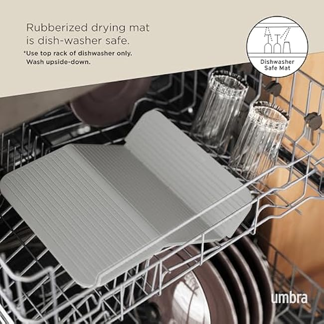 Umbra Sling Compact Dish Rack for Drying Dishes, Cutlery and More, Folds Away for Compact Storage