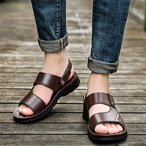 Beach Sandals Comfortable Soft Men Genuine Leather Slip-on Casual Sandals Outdoor Slippers Shoes(41)2