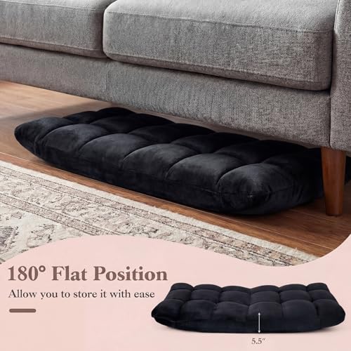 Image of Giantex Folding Floor Chair with Back Support, 14 Adjustable Position, Padded Sleeper Bed, Couch Recliner, Gaming Video Chairs for Adults, Meditation, Living Room (Black)