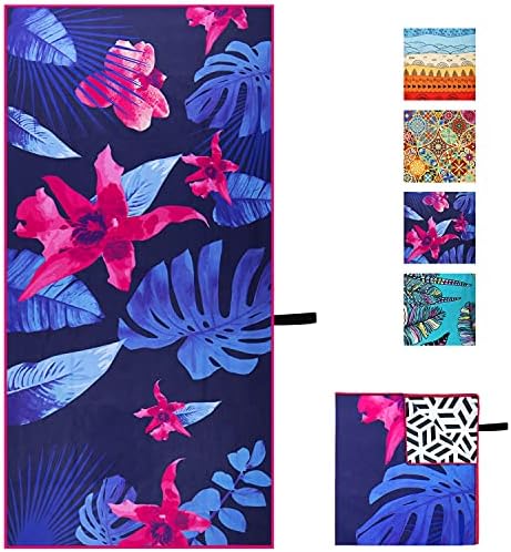 OCOOPA Sand Free Beach Towel Microfiber, Extra Large 63x31 inches Oversized Travel Towel, Lightweight Compact Beach Accessories, Large Micro Fiber Beach Towels