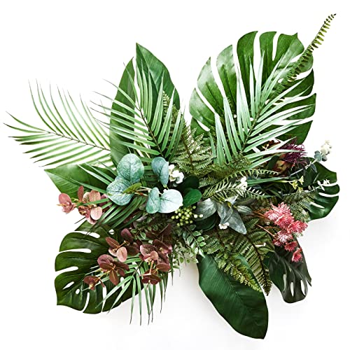 Bummrxy 11 Pcs Artificial Palm Leaves Stems, Faux Palm Leaf Greenery Fake Palm Stems For Palm Sunday Flower Arrangement Wedding Party Centerpieces Baby Shower Home Decor #TOP6
