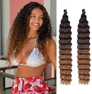 Curly Braiding Hair 18 Inch Ocean Wave Crochet Hair for Black Women Long Deep Wave Wet and Wavy Braiding Hair For Boho Braids (T4/30, (Pack of 2))