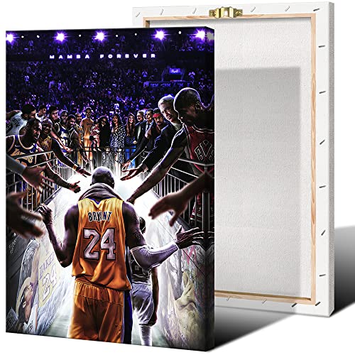 Kobe Canvas Wall Art Poster Kobe Gigi Legendary Basketball Player Posters Inspirational Sports Superstar Oil Painting Posters Modern Room Wall Decor For Bedroom Office Dorm 12X16 Inch Framed #TOP6