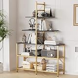 YAOHUOO 65.7" Modern Bookshelf, 5 Tier Suspension Bridge Design Tall Bookcase, A Frame Ladder Shelf