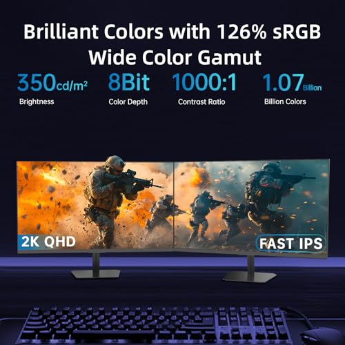 Image of KTC 24 Inch 180Hz Gaming Monitor, 2K QHD Fast IPS PC Gaming Monitor, 1440p 1ms Computer Monitor 144Hz, G-Sync and FreeSync Compatibility, HDR Support, HDMI Displayport, VESA, Q24T09
