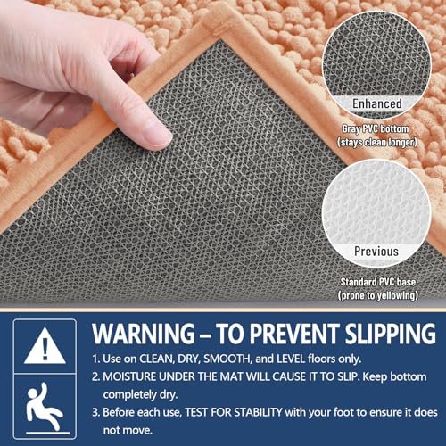 Image of Arotive Luxury Bathroom Ruuner Rugs 47x24, Extra Soft Thick Absorbent Shaggy Chenille Bath Rugs, Machine Wash Dry, Bath Mats for Bathroom Floor, Tub and Shower, Home Decor Accessories, Peach