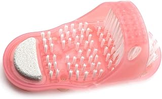 1PCS Magic Foot Scrubber Feet Cleaner,Dead Skin Exfoliator Brush for Use in Shower,Foot Massager Slipper with Pumice Stone and Suction Cups (Pink)