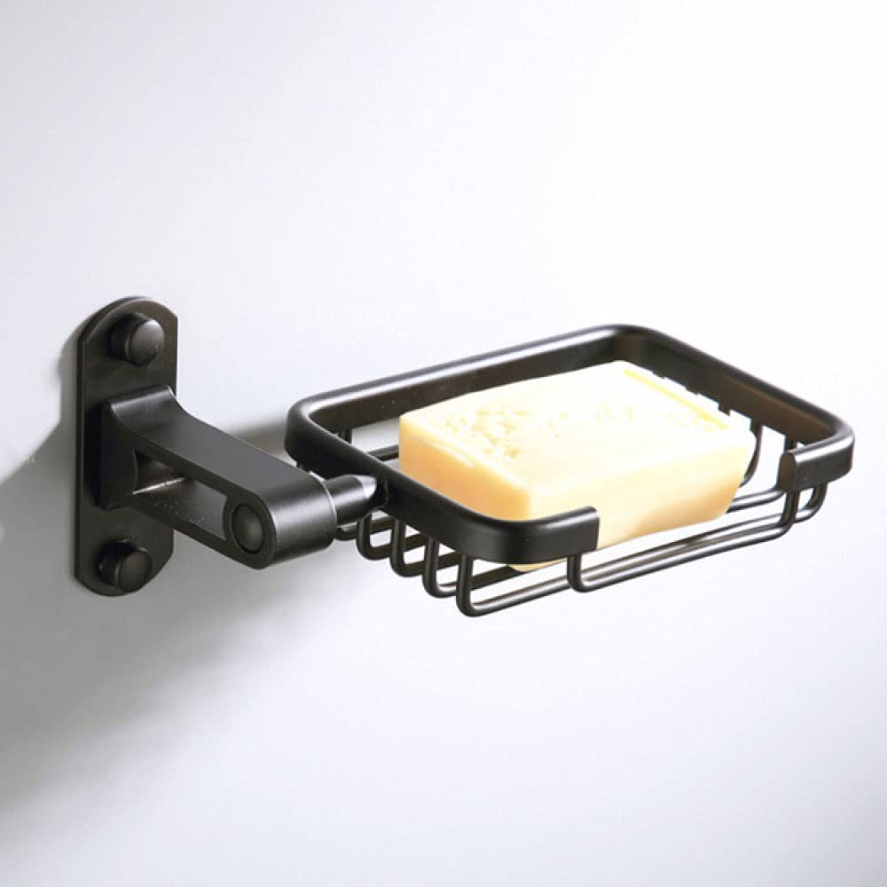 Accesorios de baño de aluminio negro mate LIJUCAI con estante de vidrio