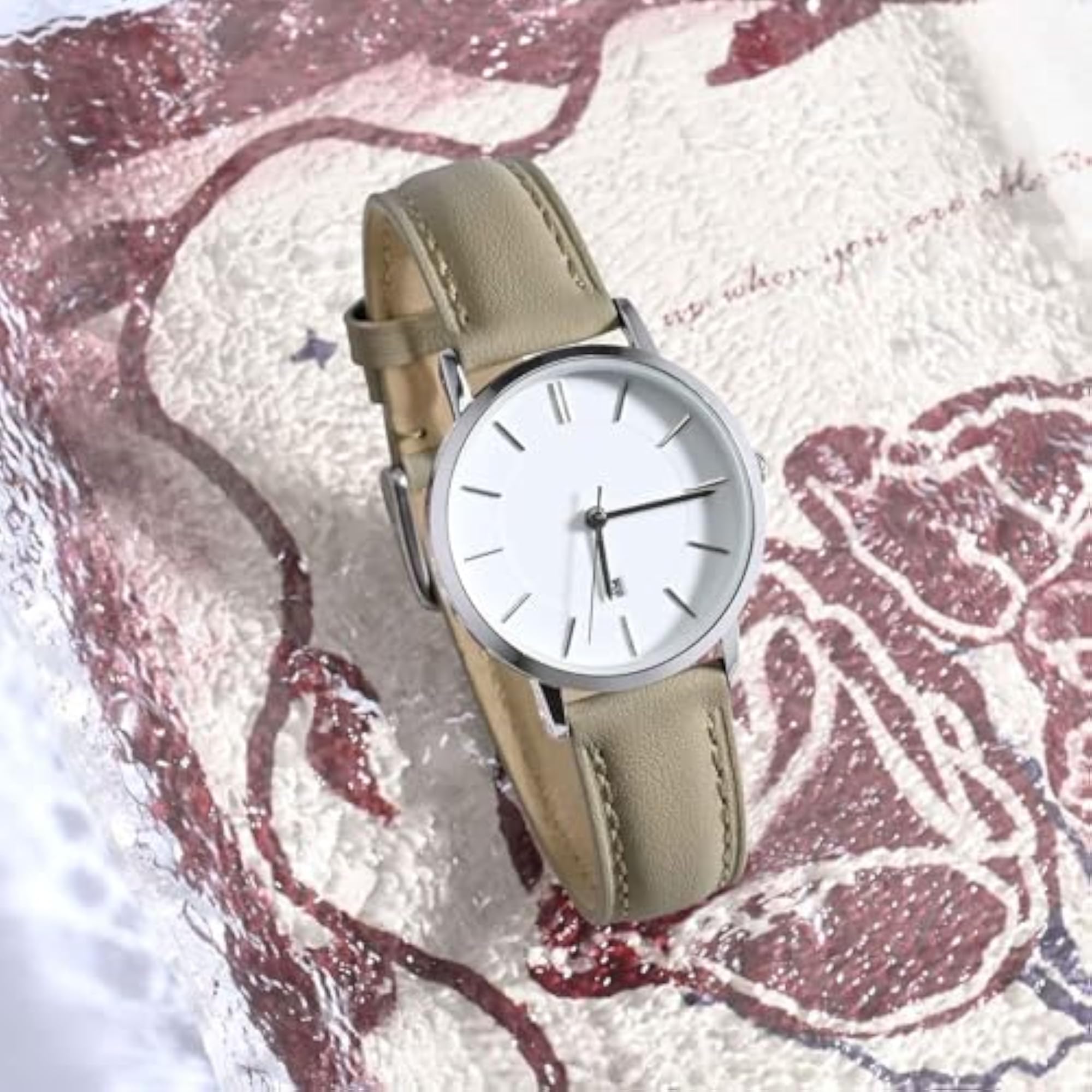 Flat Thin Elegant Genuine Leather Watch Strap for Women