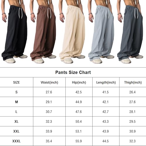 WZIKAI Calça de moletom masculina folgada com cintura elástica com cordão e perna larga, calça de mo
