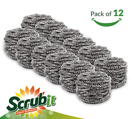 12 Pack Stainless Steel Scourers by Scrub It – Steel Wool Scrubber Pad Used for Dishes, Pots, Pans, and Ovens. Easy scouring for Tough Kitchen Cleaning. by SCRUBIT - Image 6
