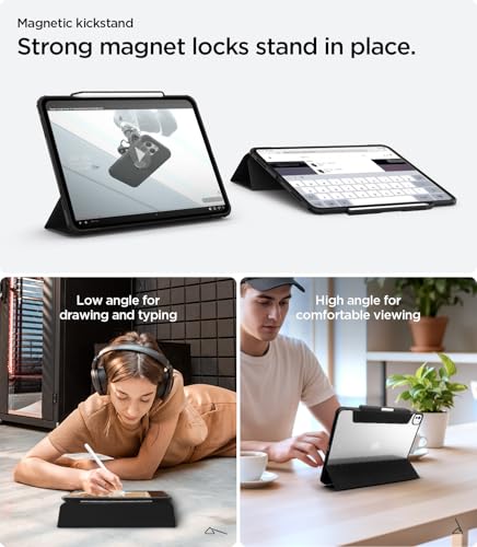 Image of Spigen for iPad Pro 11 inch Case M5 /M4 (2025-2024), Ultra Hybrid Pro, Tri-fold Kickstand Protective Folio Cover with Pencil Holder, Supports Auto Wake /Sleep, Black