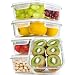 Bayco Large Glass Meal Prep Containers, [5 Pack, 36oz | 4.5cups] Glass Food Storage Containers with Lids, Airtight Glass Bento Boxes, BPA Free & FDA Approved & Leak Proof (5 lids & 5 Containers)