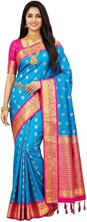 VFCollections Women's Kanchipuram Silk Pattu Sarees With Blouse Price In India